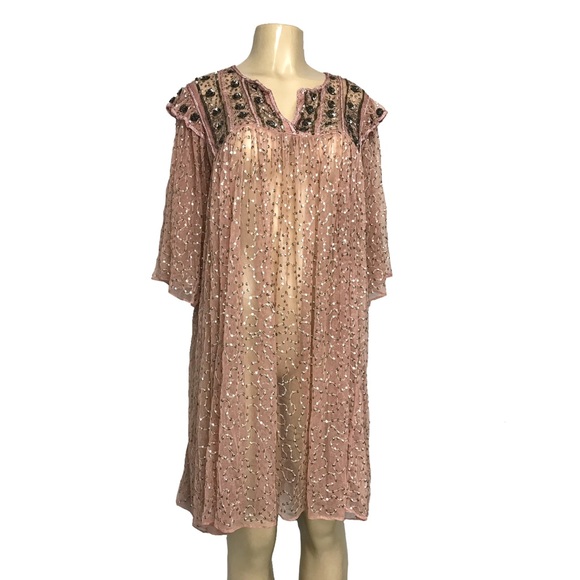 SOLD - Rare Pink Antik Batik Embroidered Dress - Picture 7 of 8